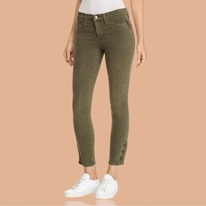 Hudson Jeans 'Nico' Pierced Cropped Skinny Jeans in "Washed Army Green" Size 28